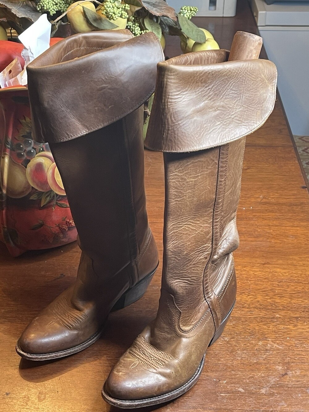 Charlie 1 Horse By Lucchese Women's Brown Leather Tiding Boots 8B Back Zip